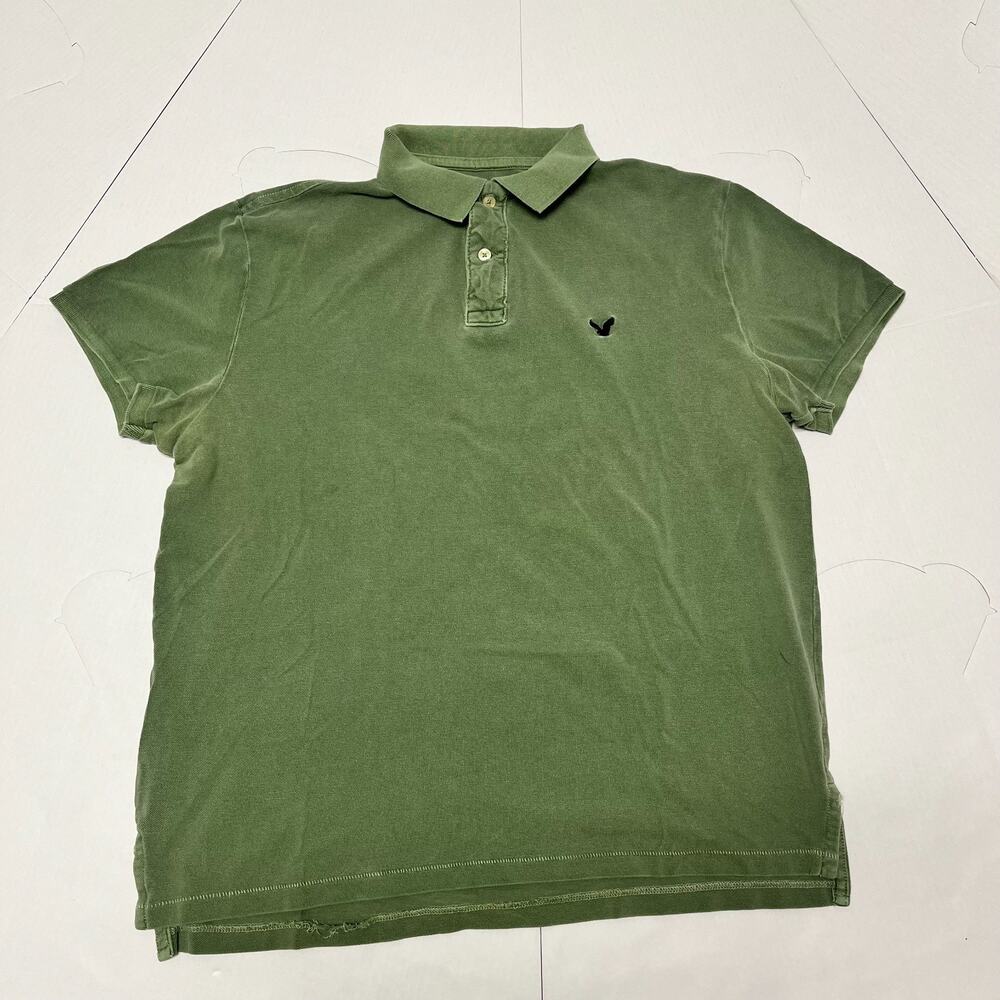 American Eagle Outfitters Mens 2XL Polo Shirt Green Athletic Fit‎ Short Sleeve